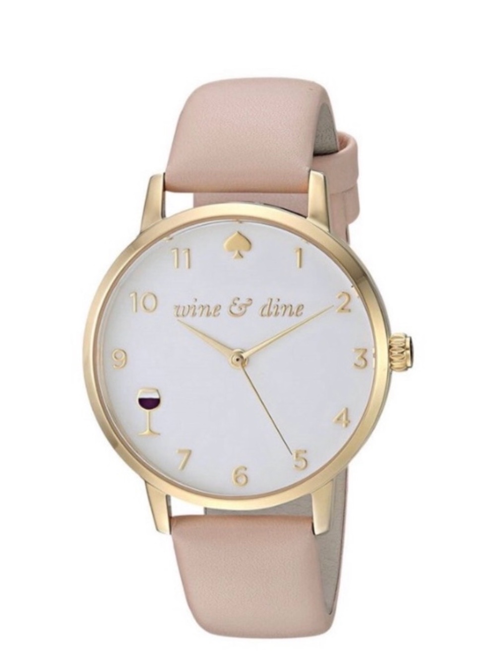 kate spade blush pink and gold 'wine & dine' leather strap watch